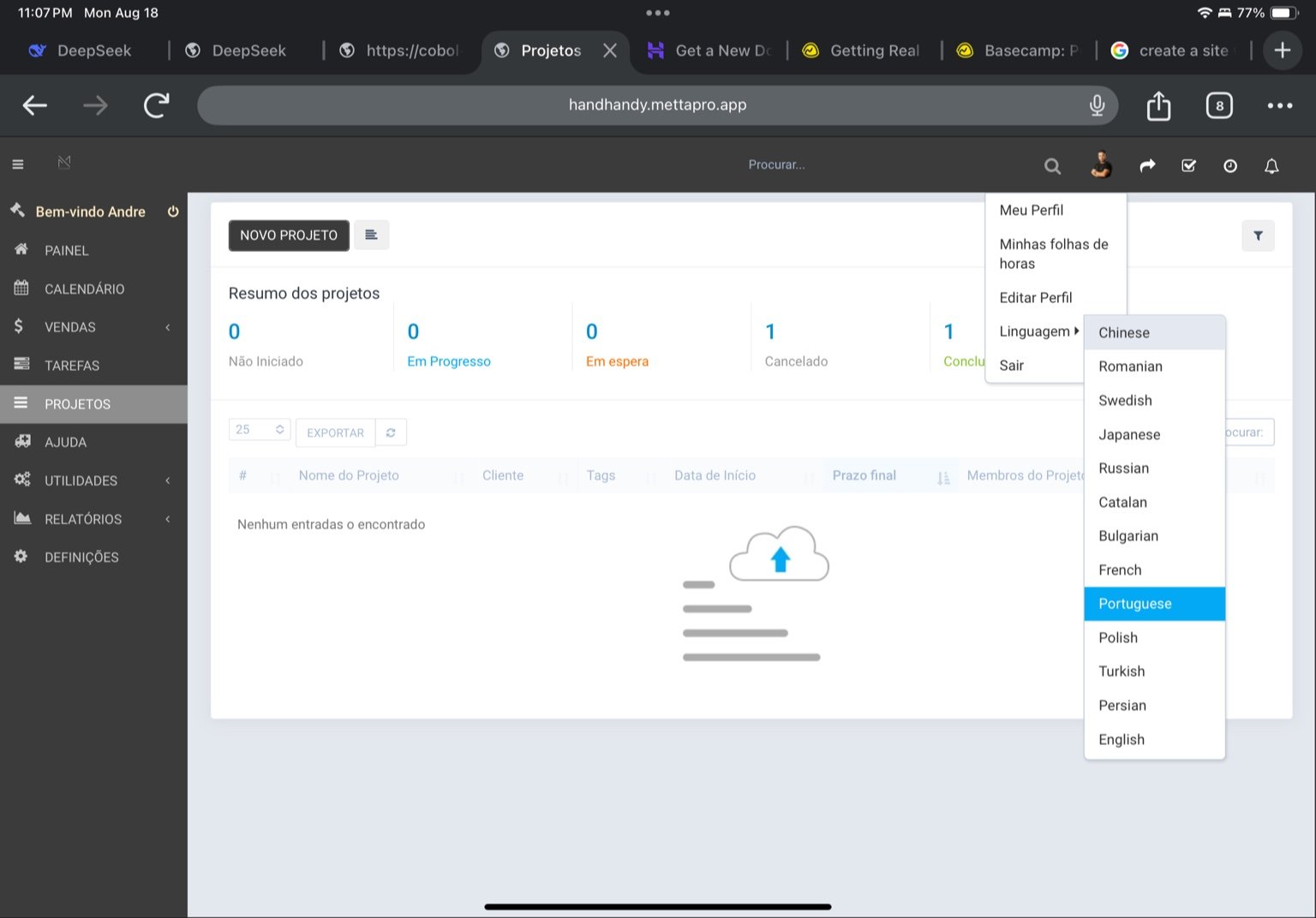 Projetos com Gantt / Gantt projects