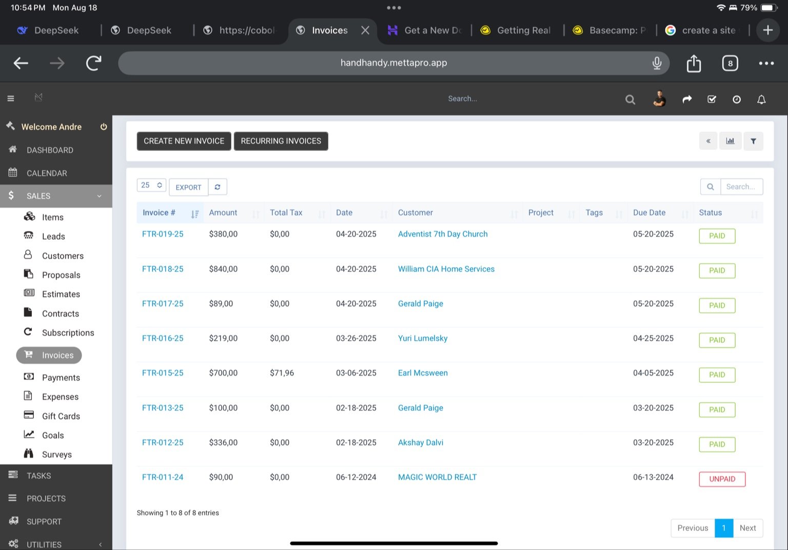 Faturamento simples / Simple invoicing